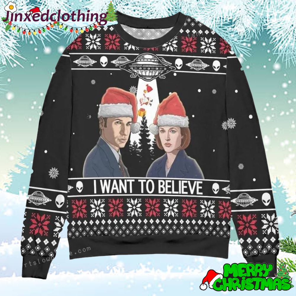 Mr And Mrs Smith I Want To Believe Christmas Ugly Sweater For Unisex 